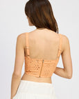 Emory Park Eyelet Corset Top with Front Drawstrings