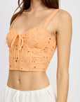 Emory Park Eyelet Corset Top with Front Drawstrings