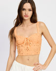 Emory Park Eyelet Corset Top with Front Drawstrings