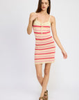 Emory Park Striped Bodycon Dress with Front Tie