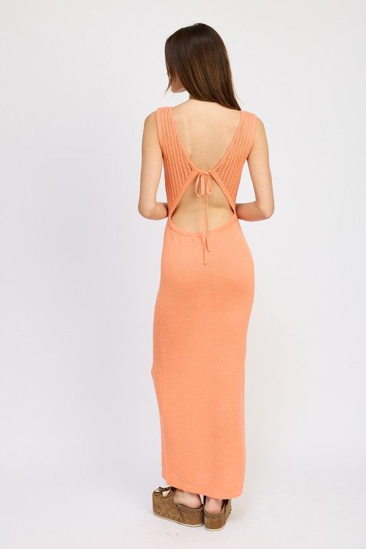 Emory Park Crochet Maxi Dress with Back Tie Detail