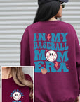 Baseball Mom Front Back Graphic Fleece Sweatshirt