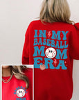 Baseball Mom Front Back Graphic Fleece Sweatshirt