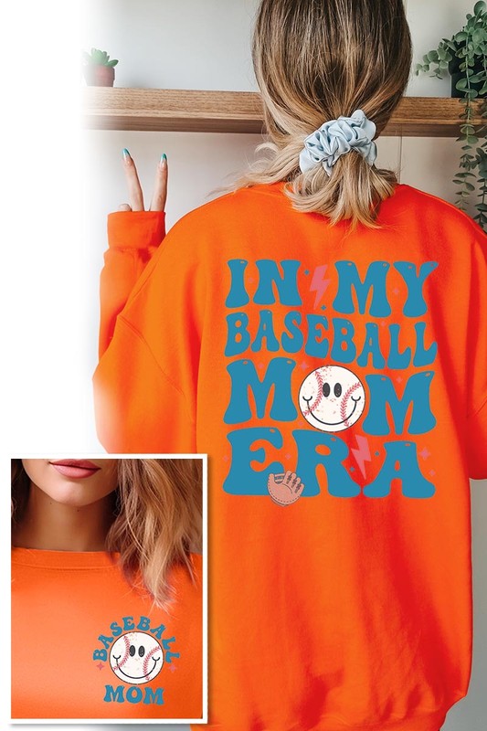 Baseball Mom Front Back Graphic Fleece Sweatshirt