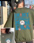 Baseball Mom Front Back Graphic Fleece Sweatshirt