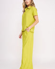 Jade By Jane Textured Short Sleeve Top  & Wide Leg Pant Set