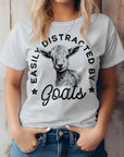 Easily Distracted by Goats, Farm Graphic Tee