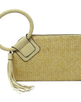 Straw Cuff Handle Tassel Wristlet Clutch