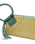 Straw Cuff Handle Tassel Wristlet Clutch