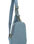 Chevron Quilted Denim Sling Bag