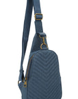 Chevron Quilted Denim Sling Bag