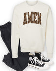 PLUS Brown Checked AMEN Crewneck Sweatshirt