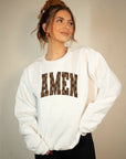 PLUS Brown Checked AMEN Crewneck Sweatshirt