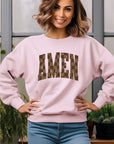 PLUS Brown Checked AMEN Crewneck Sweatshirt