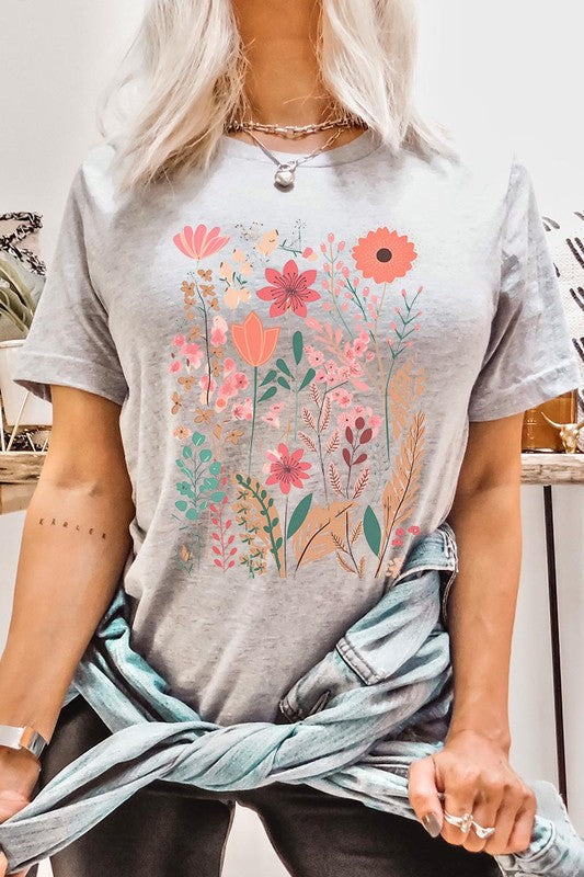 Pastel Wildflower Floral Graphic T Shirts