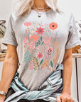 Pastel Wildflower Floral Graphic T Shirts