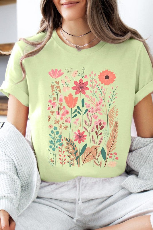 Pastel Wildflower Floral Graphic T Shirts