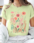 Pastel Wildflower Floral Graphic T Shirts