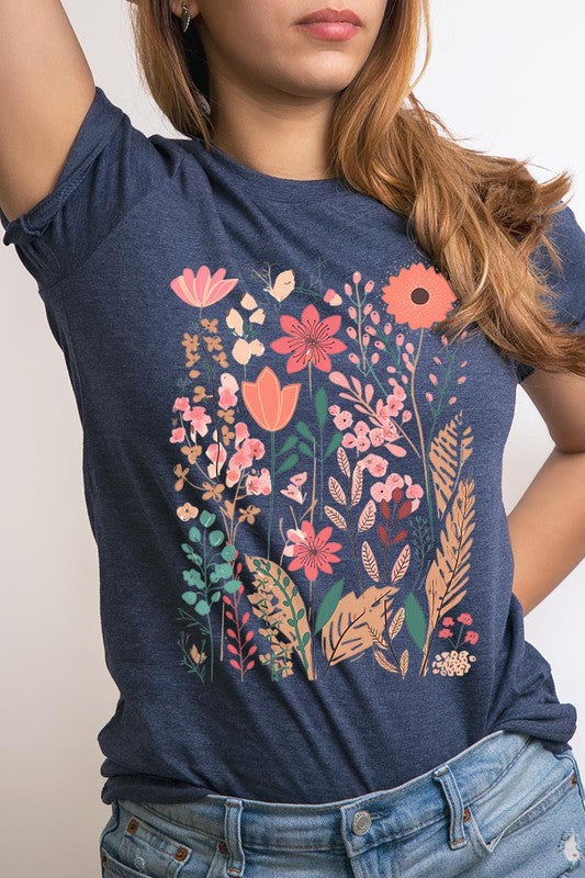 Pastel Wildflower Floral Graphic T Shirts