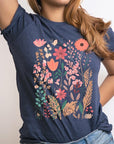 Pastel Wildflower Floral Graphic T Shirts