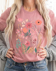 Pastel Wildflower Floral Graphic T Shirts