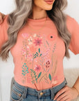 Pastel Wildflower Floral Graphic T Shirts