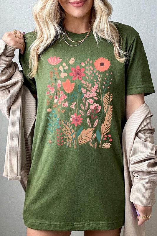 Pastel Wildflower Floral Graphic T Shirts