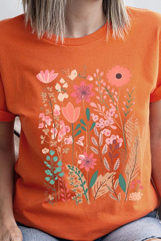 Pastel Wildflower Floral Graphic T Shirts