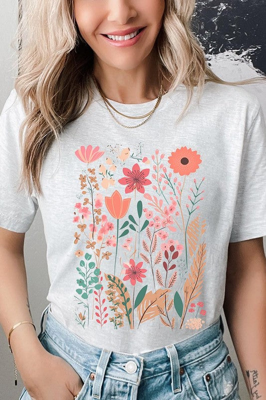 Pastel Wildflower Floral Graphic T Shirts