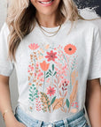 Pastel Wildflower Floral Graphic T Shirts