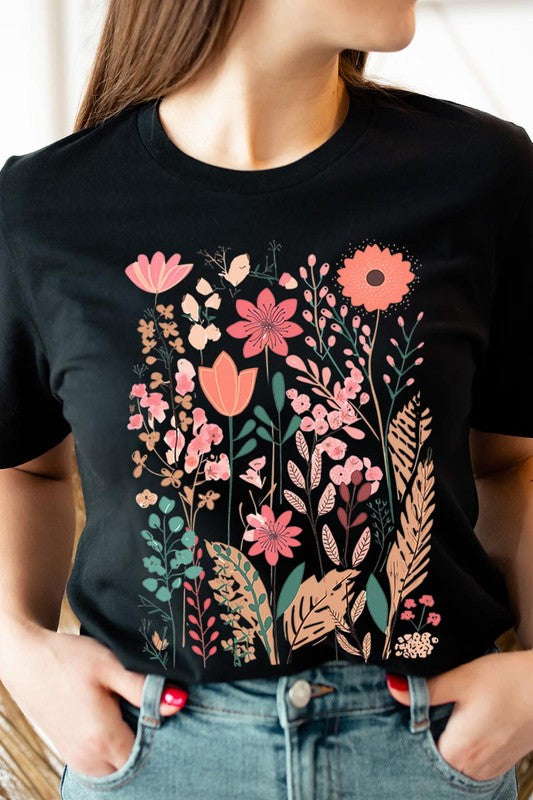 Pastel Wildflower Floral Graphic T Shirts