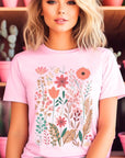 Pastel Wildflower Floral Graphic T Shirts