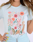 Pastel Wildflower Floral Graphic T Shirts