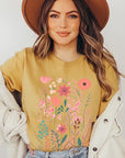 Pastel Wildflower Floral Graphic T Shirts