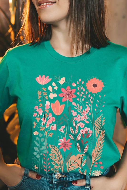 Pastel Wildflower Floral Graphic T Shirts