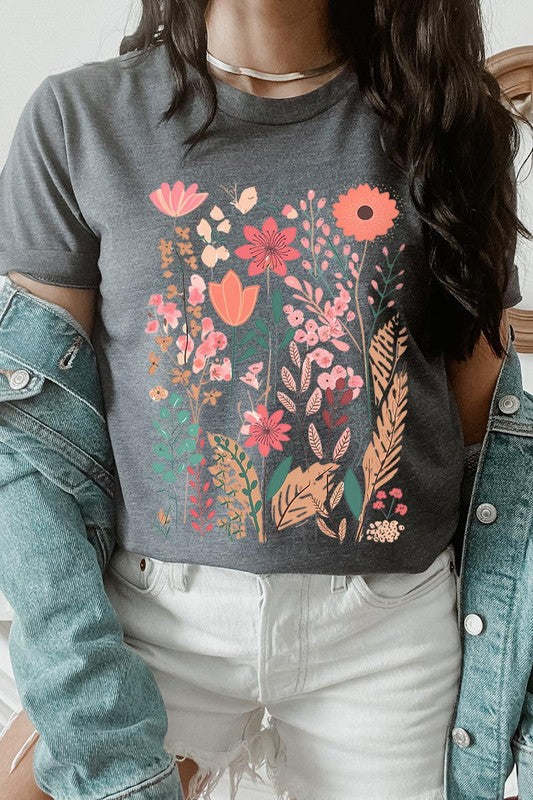 Pastel Wildflower Floral Graphic T Shirts