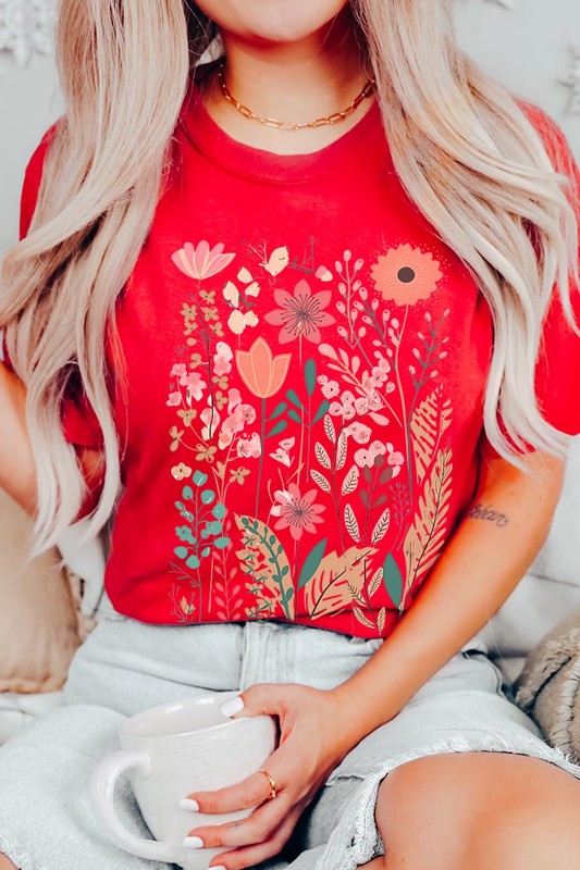 Pastel Wildflower Floral Graphic T Shirts