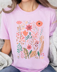 Pastel Wildflower Floral Graphic T Shirts