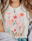 Pastel Wildflower Floral Graphic T Shirts