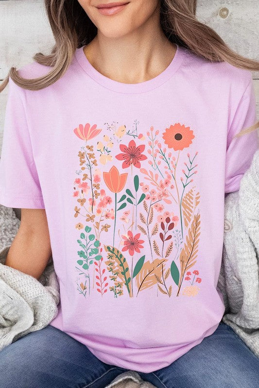 Pastel Wildflower Floral Graphic T Shirts