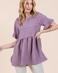 Textured Ruffle Sleeve Tunic