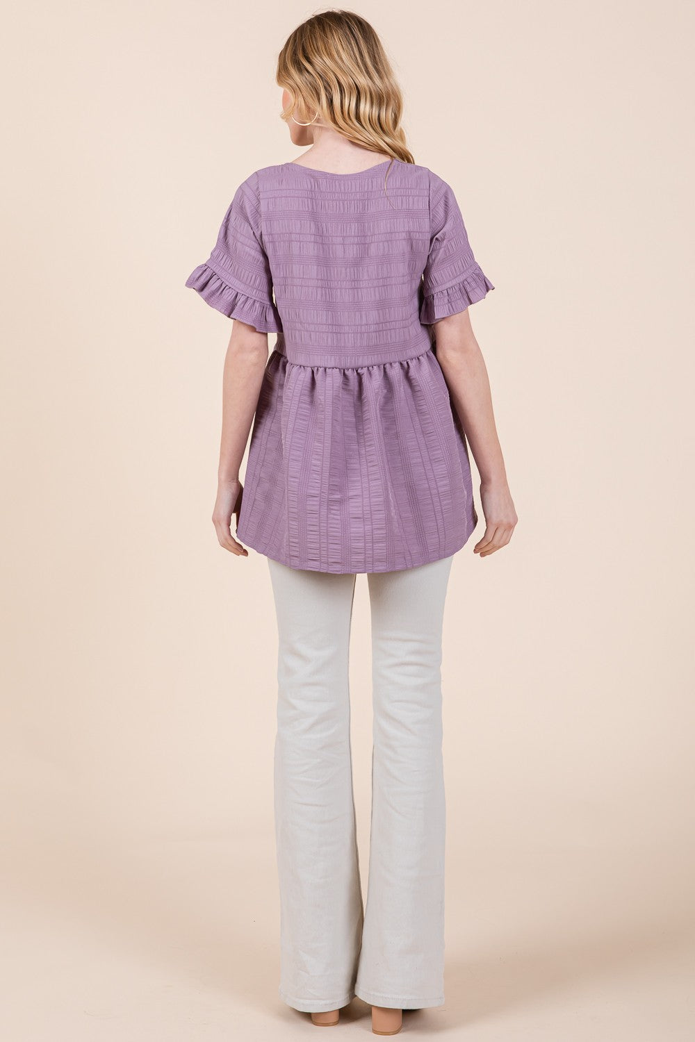 Marigold Textured Ruffle Sleeve Tunic Top