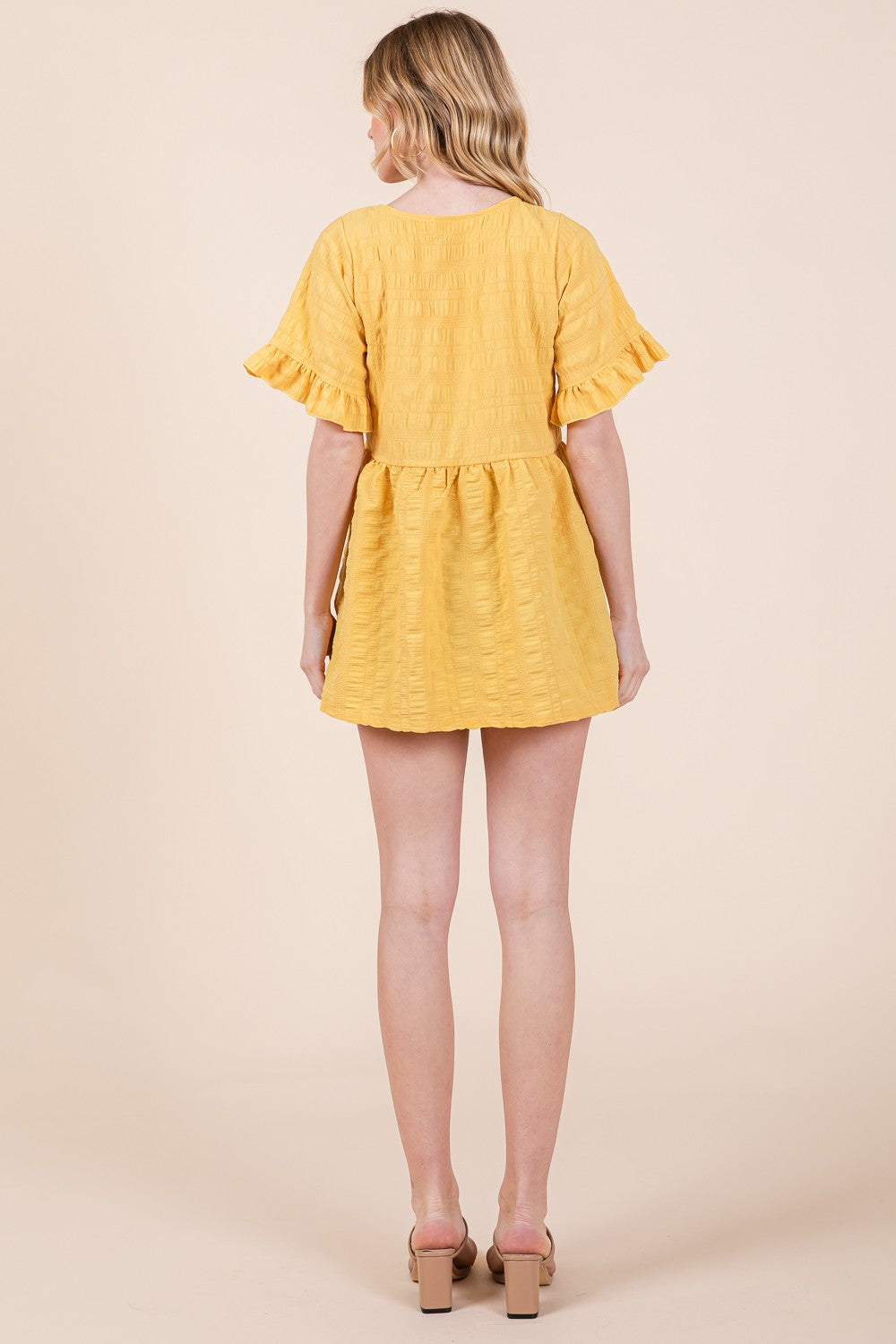 Marigold Textured Ruffle Sleeve Tunic Top