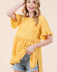 Textured Ruffle Sleeve Tunic