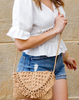 Sofia Foldover Straw Crossbody Bag