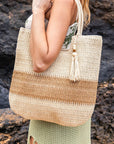 Valeria Two-Tone Straw Tote