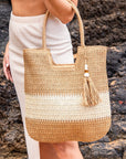 Valeria Two-Tone Straw Tote