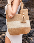 Valeria Two-Tone Straw Tote