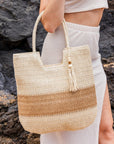 Valeria Two-Tone Straw Tote