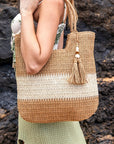 Valeria Two-Tone Straw Tote